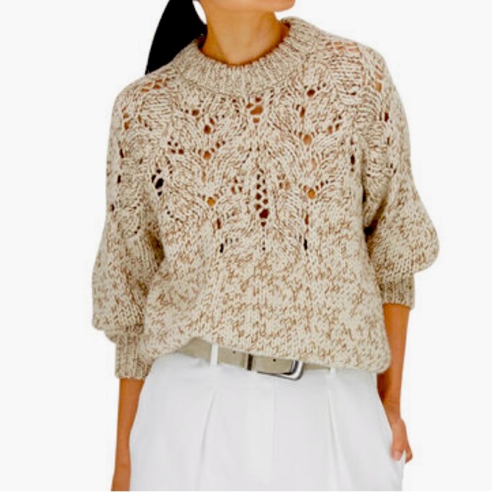 BRUNELLO
CUCINELLI OPENWORK CASHMERE SWEATER IN PANAMA XL New $4295